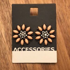 Resin And Pave Flower Earrings | .5” Diameter